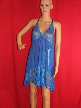 Blue Lace Babydoll Chemise Nightdress